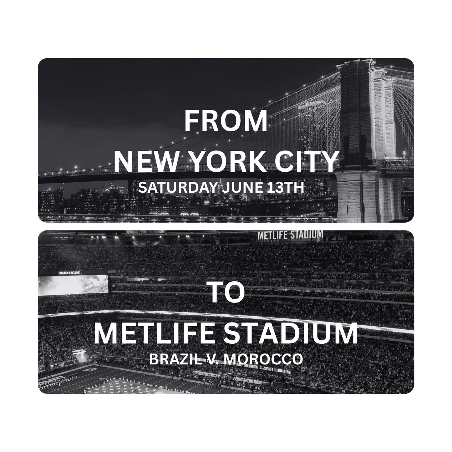 ROUND TRIP BUS TO METLIFE STADIUM 2 PM JUNE 13TH | FIFA 2026