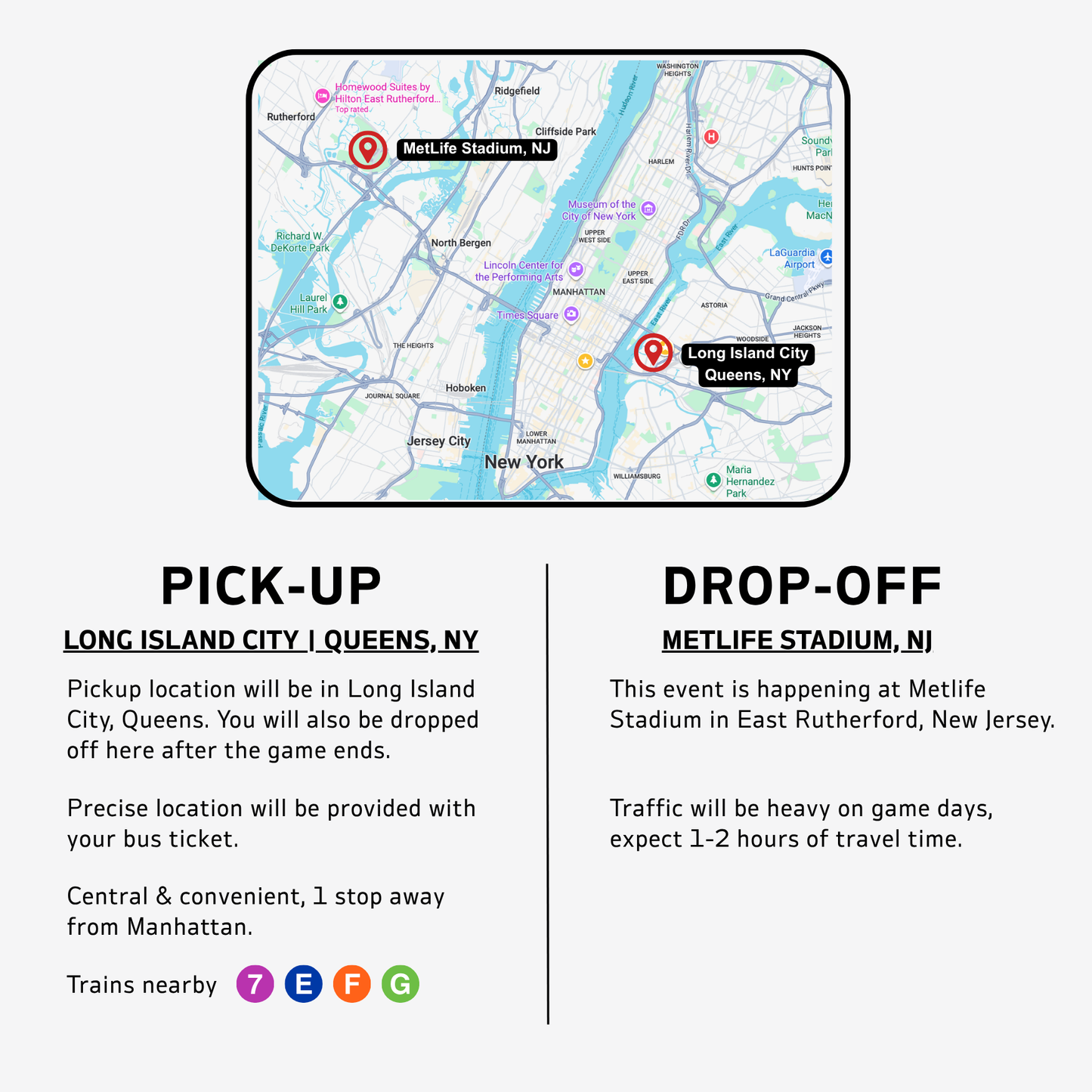 ROUND TRIP BUS TO METLIFE STADIUM | 4 PM JUNE 22ND | FIFA 2026